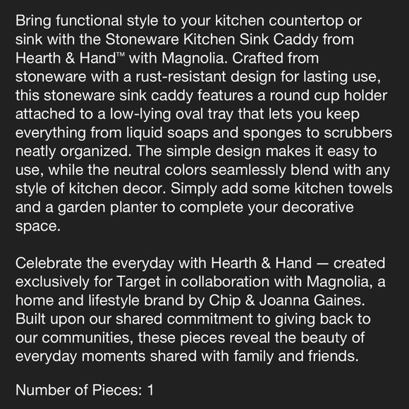 Hearth & Hand Stoneware Kitchen Sink Caddy - Picture 7 of 16